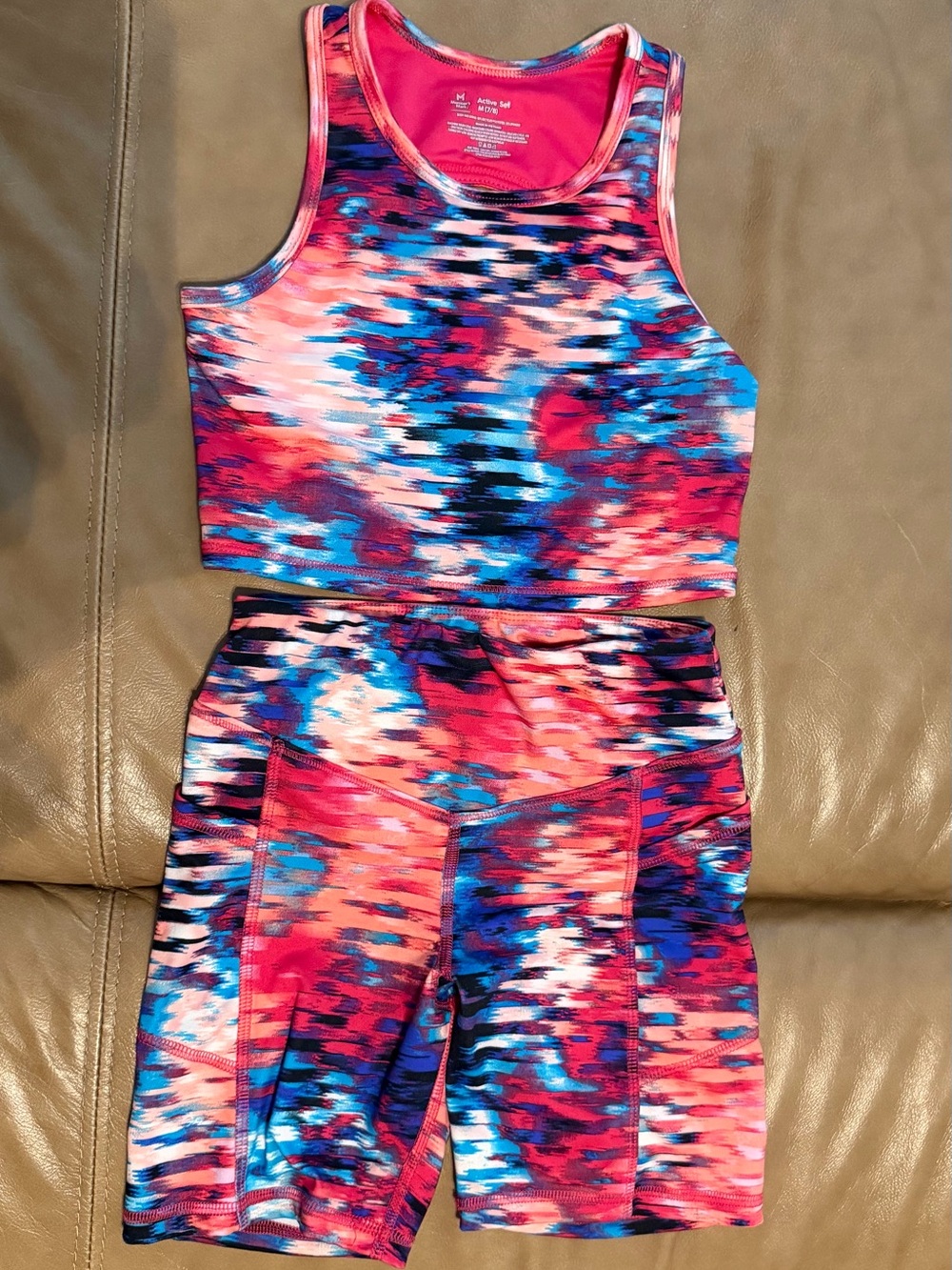 Girls' Pink & Blue Active Bike Shorts - Performance Knit